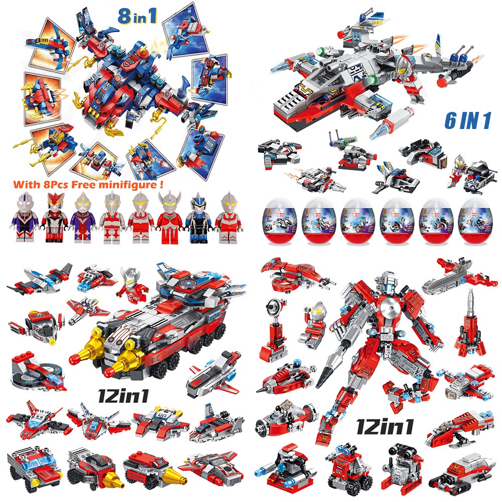 [Ready Stock] Gratis Ongkir Mainan Blok Bangunan Ultraman Kompatibel 8in1 Ultraman Anak Hadiah