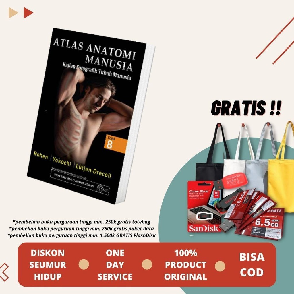 ATLAS BERWARNA ANATOMI MANUSIA (ROHEN-YOKOCHI) ED. 8 [HC] karya ROHEN, YOKOCHI, LUTJEN-DRECOLL