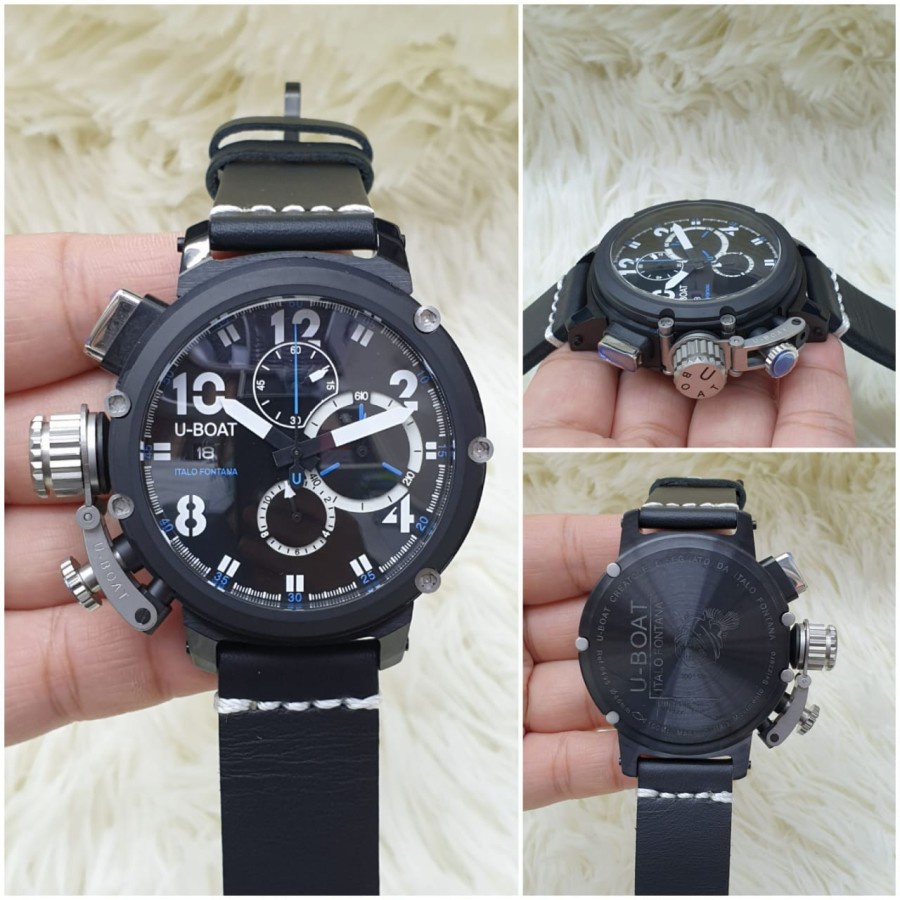 Hot Promo  Jam Tangan Pria Keren U Boat Italo Fontana Black Dial Jam Tangan Kasual Pria Terbaru Limi