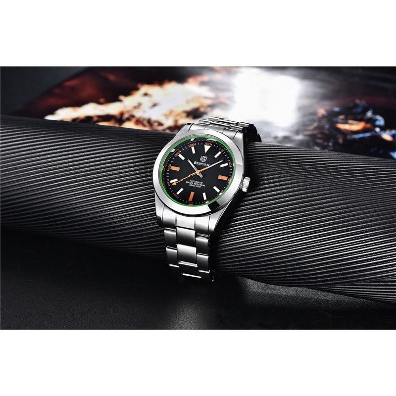 Jam Tangan Benyar Milgauss Original Silver Black Stainless Steel