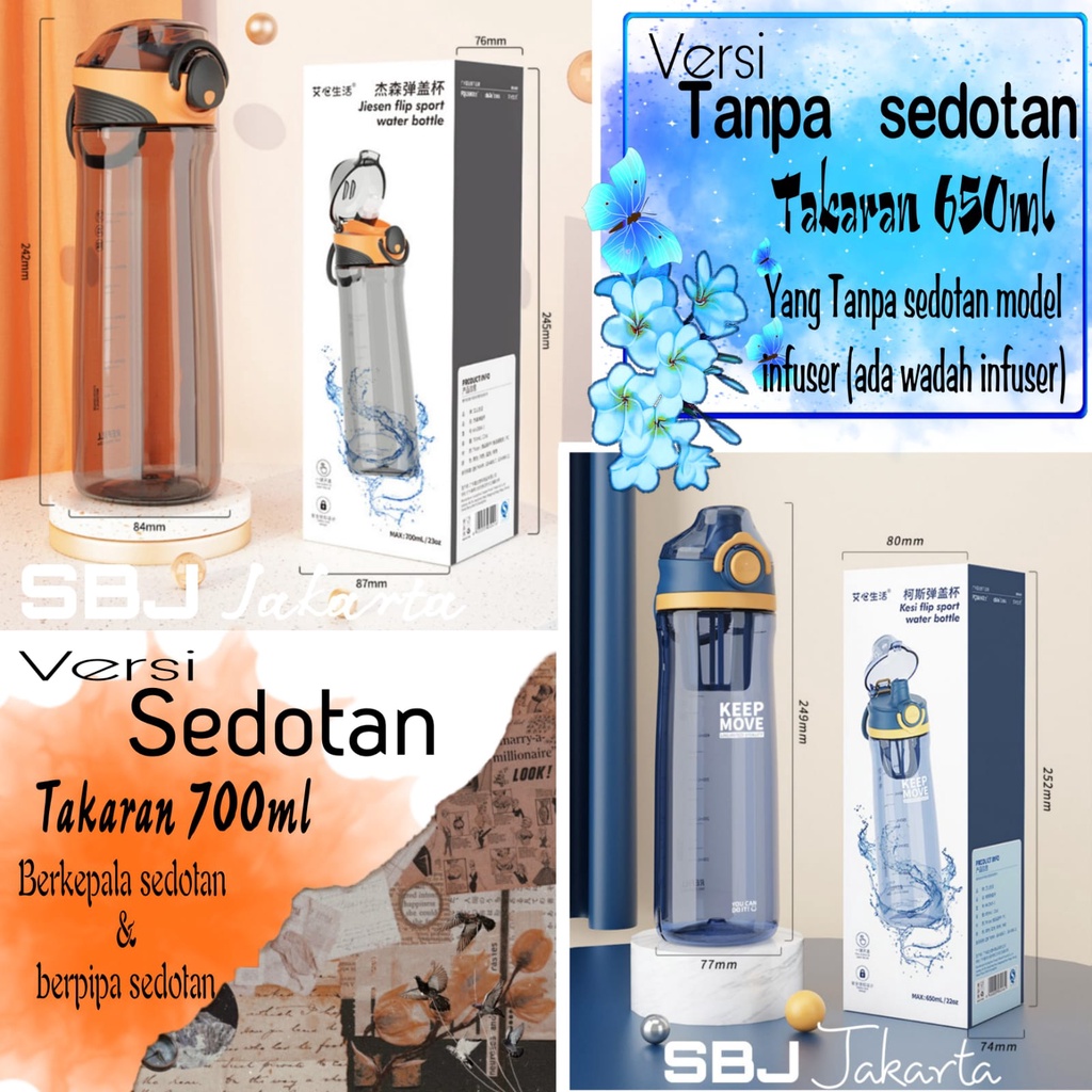 BOTOL MINUM TRITAN 100% BPA FREE SPORT EDITION ada pilihan varian INFUSER dan SEDOTAN