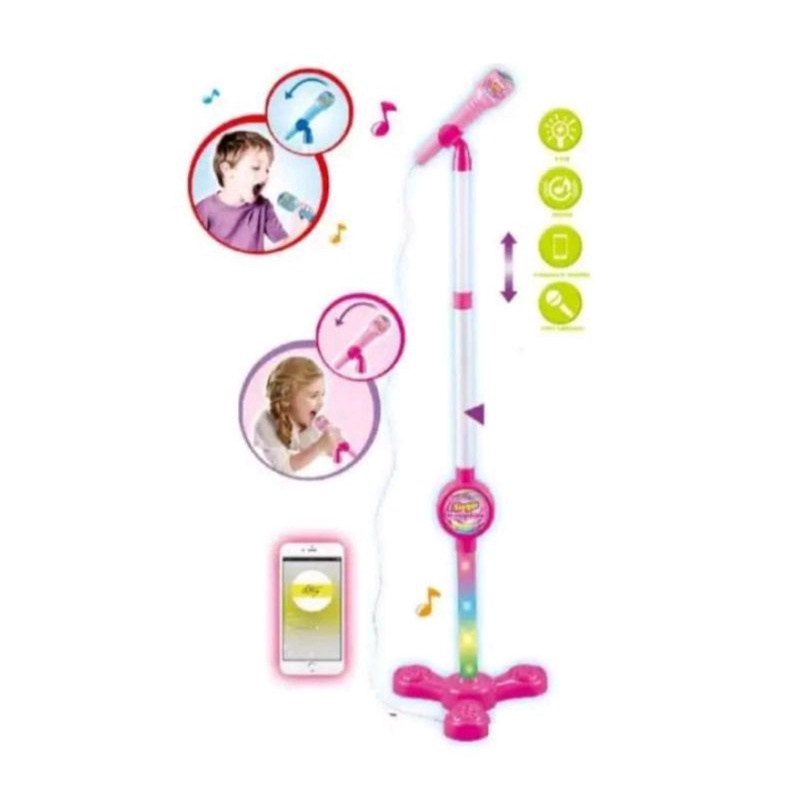Mainan Anak MICROPHONE SINGLE MIC KADO MAINAN ANAK MIC karaoke NYANYI-Pink/ Merah muda