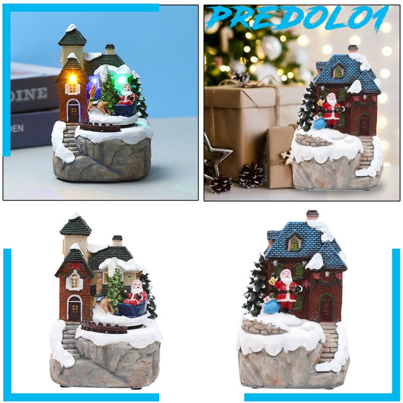 [PREDOLO1] Resin Christmas Music Box Presents Collection Snow View House for Home