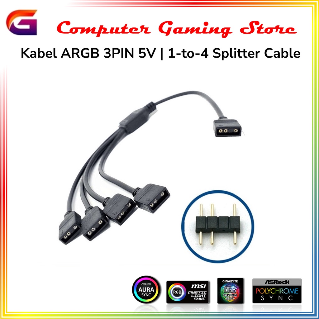 Kabel Splitter ARGB 3PIN 5V 1 - to - 4 Splitter