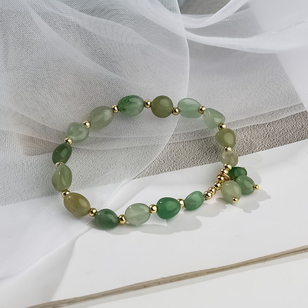 Gelang Manik-Manik Batu Giok Aventurine Alami Gaya Bohemian Untuk Pria Dan Wanita