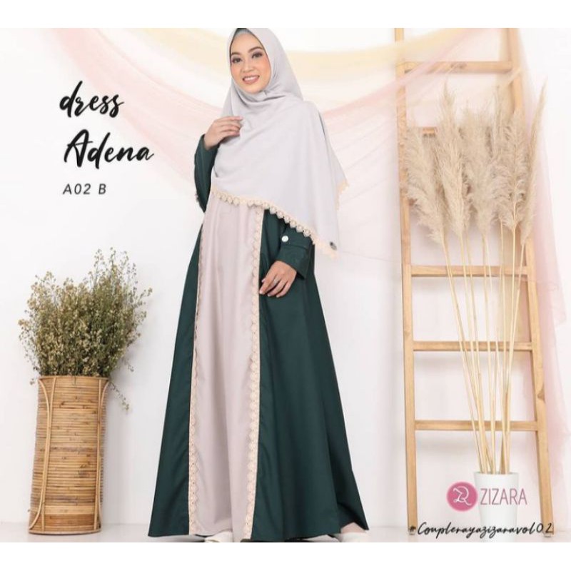 Preloved Adena Dress Zizara Hijau #Gamis Cantik Gamis Murah Free Hijab