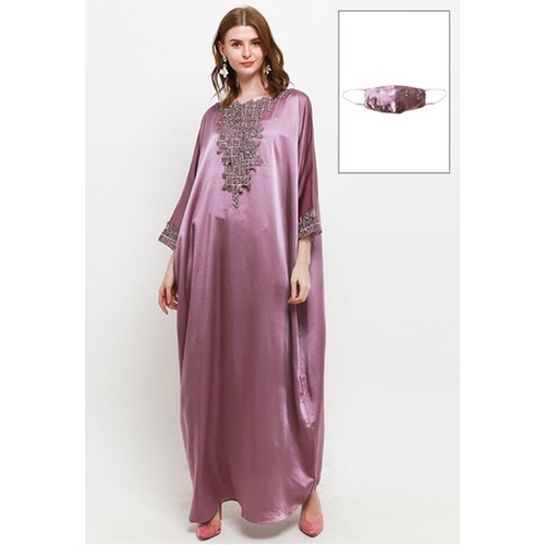 ICONS RUCH EMBELLISHED KAFTAN W/ FACE MASK LEBARAN MODERN MEWAH FASHION WANITA MUSLIM TNIC0613BB/0422