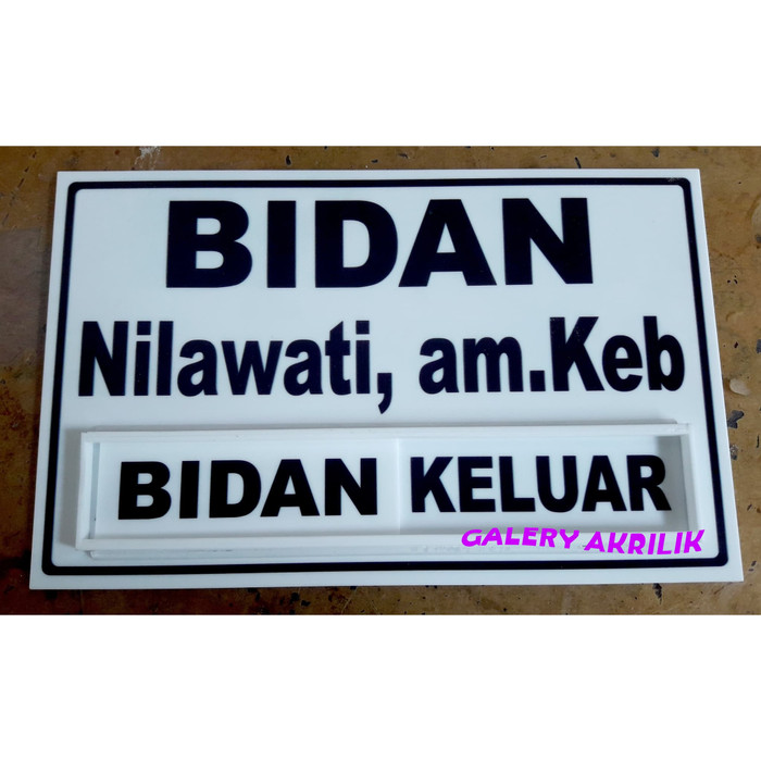 

Acrylic Papan Nama Dokter/Bidan27x17cm SIGN BOARD SIGN LABEL Elegan