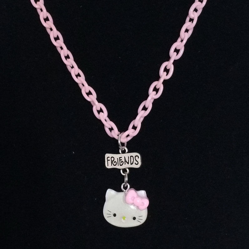 Retro 8090 pink chain kartun Hello Kitty Keren Bumi kalung Thunder hot girl in fashion wanita disco