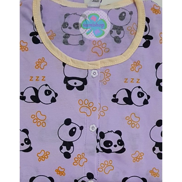 Piyama CP Kaos Dewasa (Kancing 5)-Panda UNGU