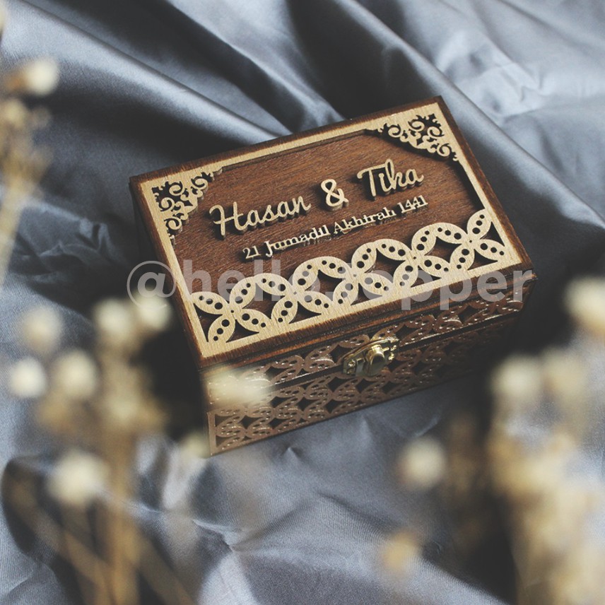 Ring Box Rustic Ukir | Kotak Mahar | Kotak Seserahan | Mahar Seserahan
