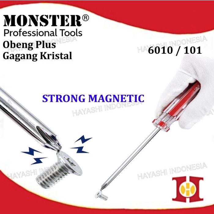 Obeng Plus Kembang Magnet Screwdriver Gagang Crystal Kristal Taiwan