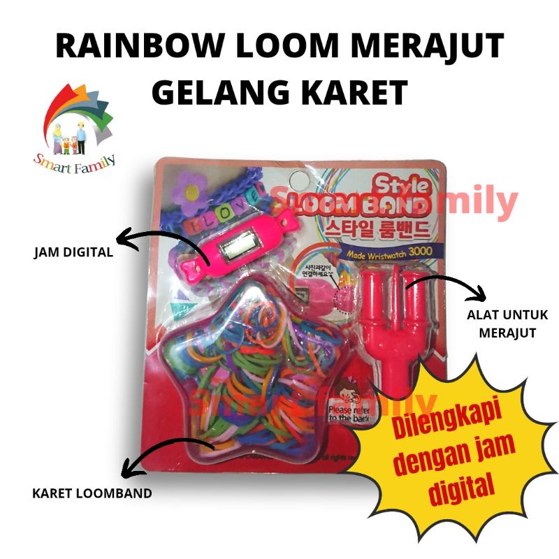 Loomband Jam Rainbow Mainan Merajut Gelang Karet