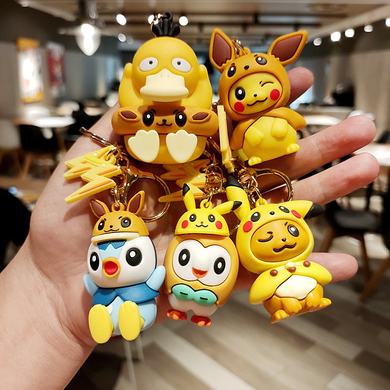 Takara TOMY Gantungan Kunci Boneka Pokemon Go Karakter Pikachu Psyduck Eevee Untuk Hadiah Anak / Dewasa