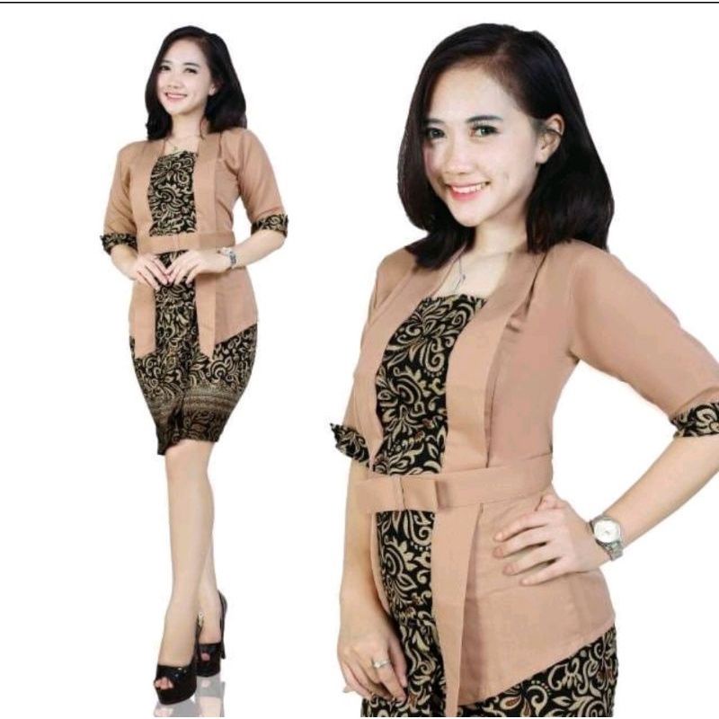 Setelan Kebaya Elnira Tangan pendek / Kebaya Pendek / Kebaya Kutubaru Floy