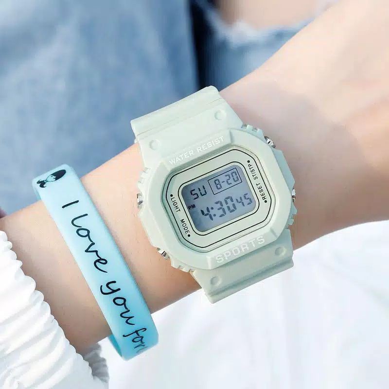 JAM TANGAN RUBBER DIGITAL SEGI DW-5600 GROSIR MURAH KARET SPORT LED PRIA WANITA COUPLE JF052