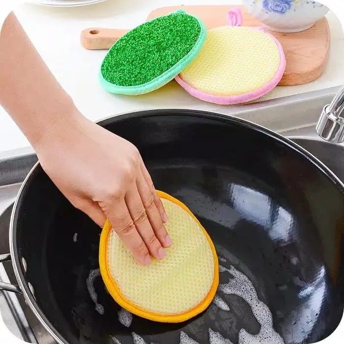 Spons Dua Sisi Sabut Busa Cuci Piring 2 in1 Washing Brush Kitchen Spon