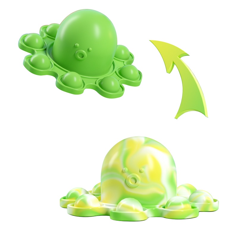 Fidget Toys Both Sides Turn Over Octopus Flip Toy Silicone Push Bubble Pop It Gadget Animal Keychain Figet Simple Dimple