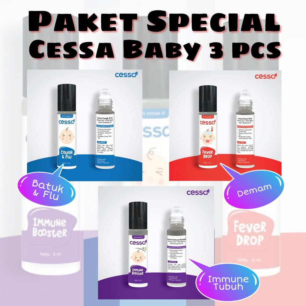 Unik Paket Cessa Baby 3 pcs.  Cough N Flu - Fever Drop - Immune Booster Limited