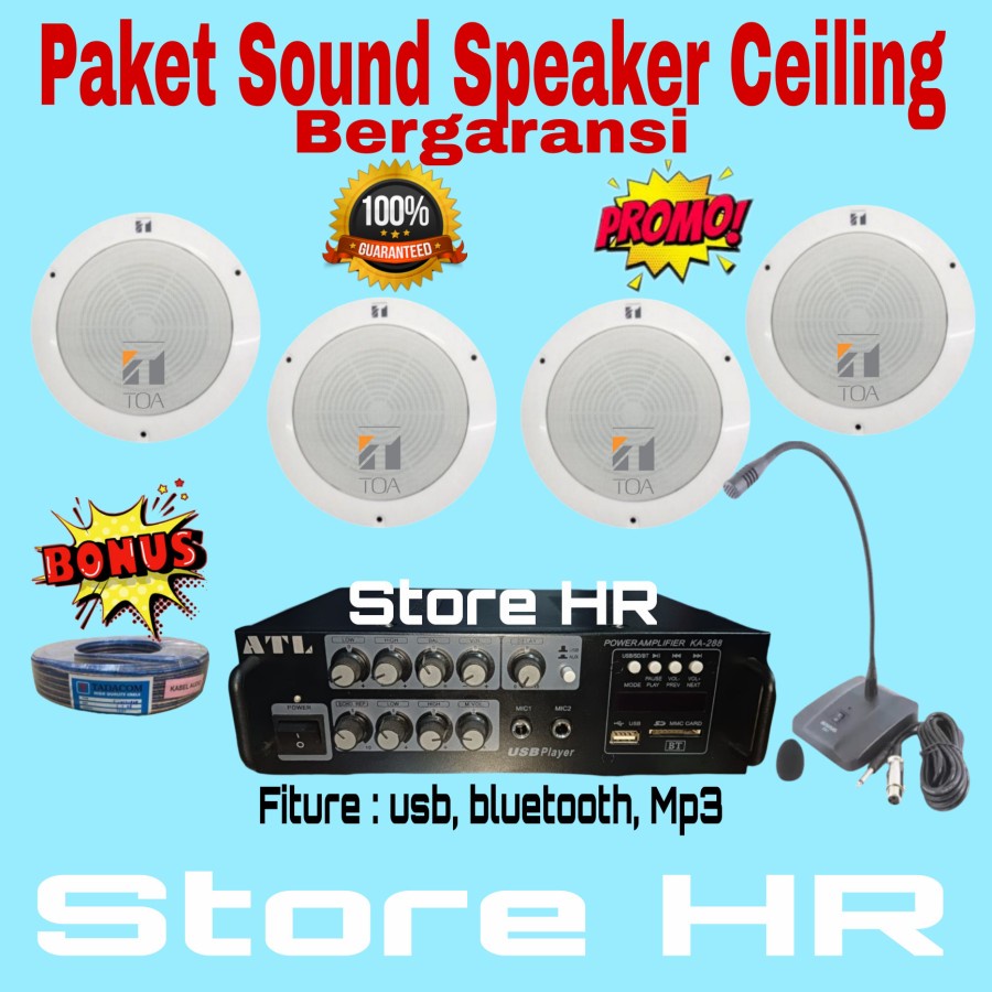 Paket Sound Speaker Ceiling TOA + Mic operator isi 4 pcs ( original ) speaker toa resmi ceiling coco