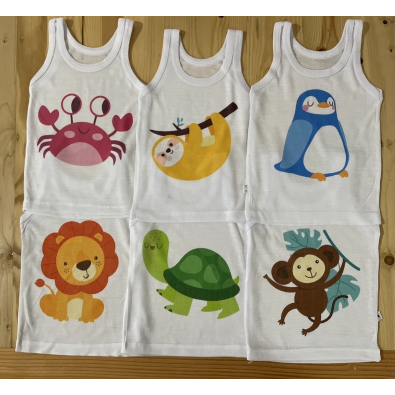 12pcs/1lusin KAOS DALAM BAYI / SINGLET MOTIF BAYI (KARAKTER)