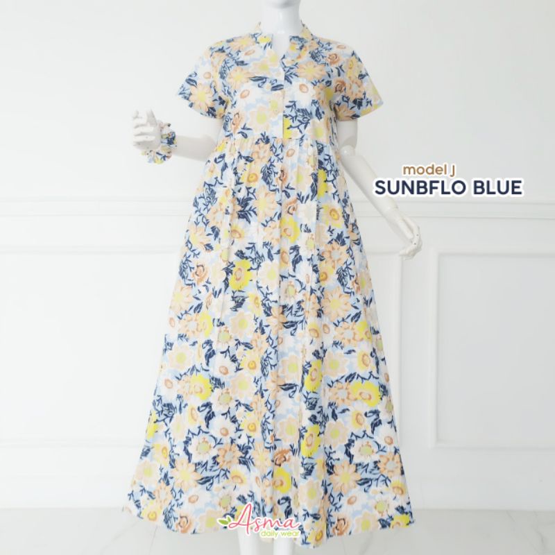 MODEL J SUNFLO BLUE Homedress Daster Asma daily wear Asma dailywear Asmadailywear