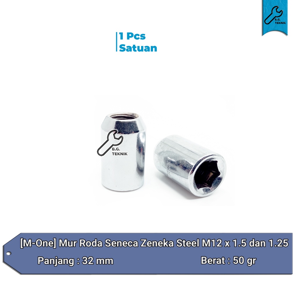 Mur Roda 12 x 1.5 dan 1.25 Model Seneca Zeneka Steel - SATUAN
