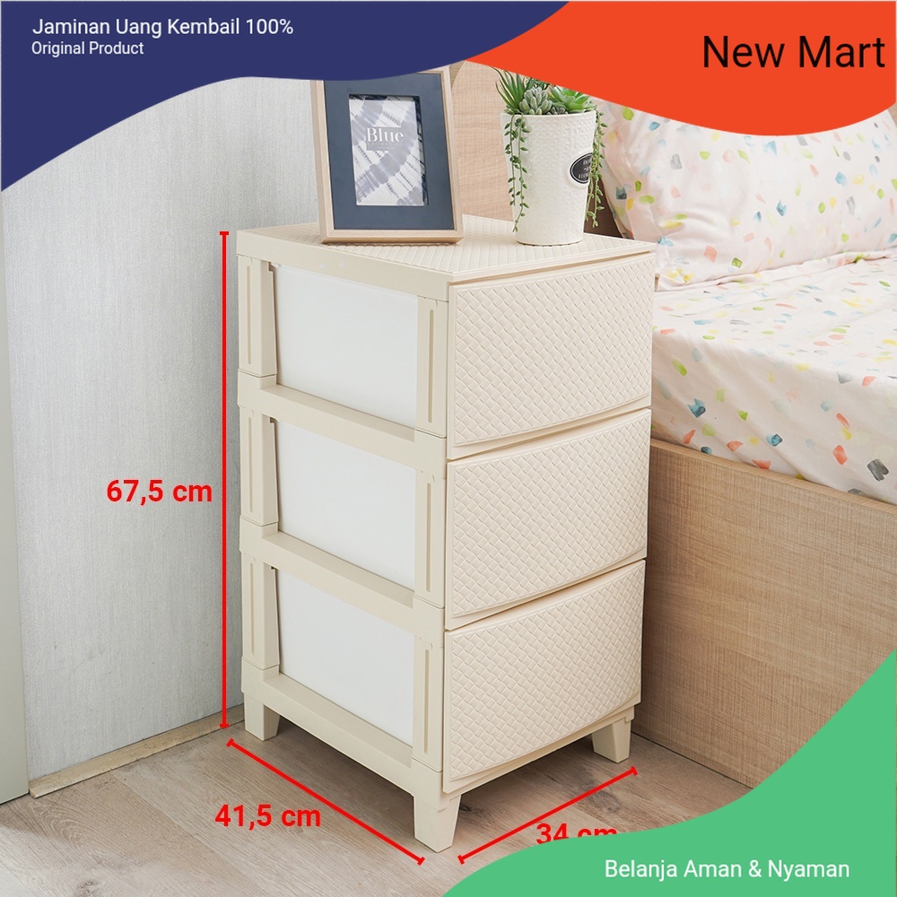 Krishome Laci Penyimpanan 3 Tingkat - Krem