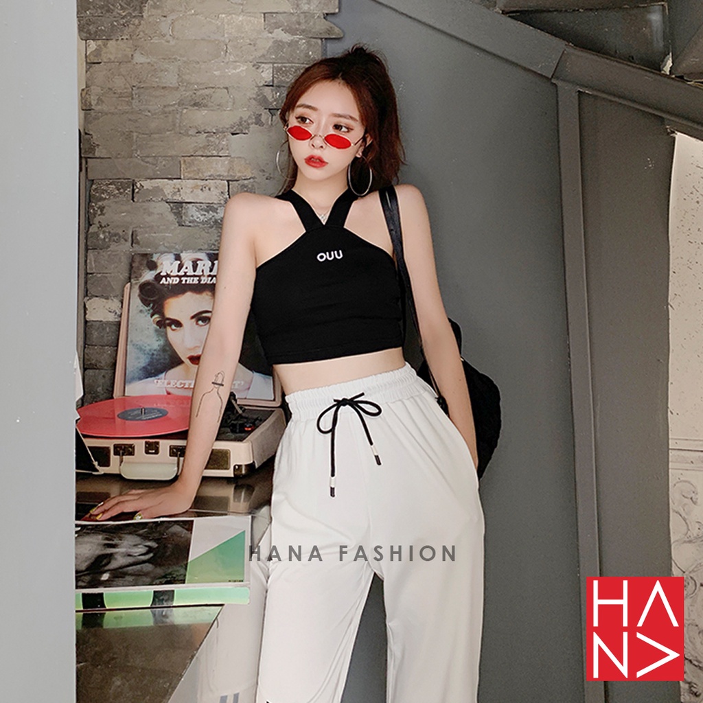 HanaFashion JKT - V-Rope Casual Crop Tank Top Wanita Sexy Murah Tali V  - TT004