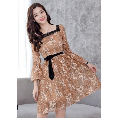 READY STOCK Dress Import Sexy Party Mini Pesta Lace Brukat Korea Green Gold Beige Wanita Murah