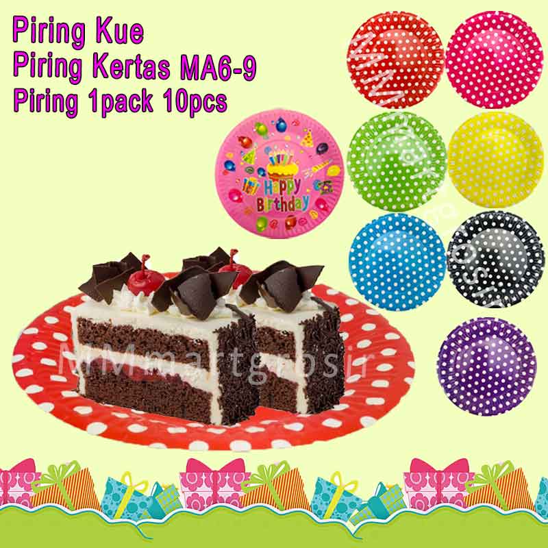 Piring Polkadot * Piring Kue * Piring Kertas MA6-9 * 1pack 10pcs