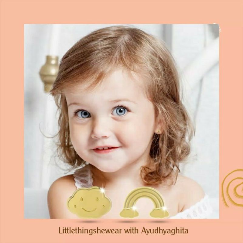 Littlethingshewear - Anting anak Rainbow (PK - Gold)