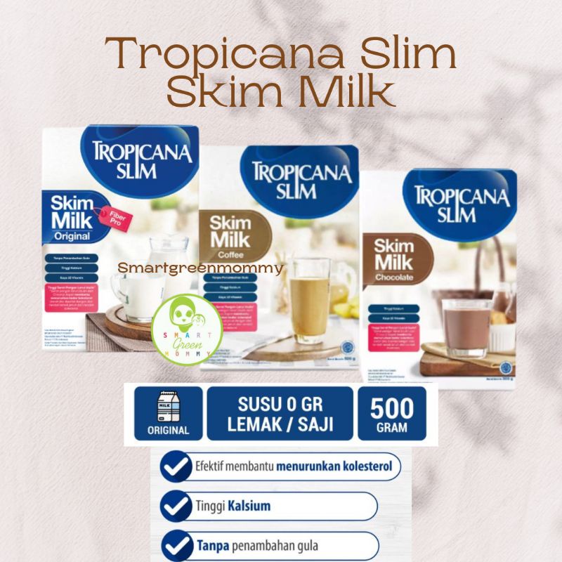 Tropicana Slim Skim Milk Plain / Chocolate / Coffee 500 gr Tropicana Slim Susu Skim