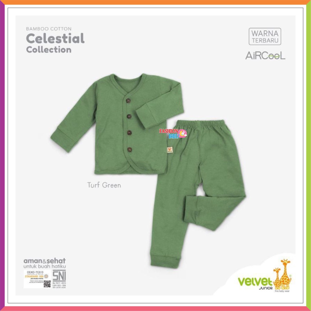 VELVET JUNIOR BAMBOO COTTON CELESTIAL PANJANG | VELVET POLOS TERBARU | SETELAN PANJANG KANCING &amp; OBLONG