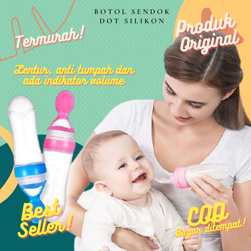 Botol Sendok Makan Bayi MPASI Baby Feeding Bottle Spoon 90 ML Sendok Makan Bayi Botol Silicone