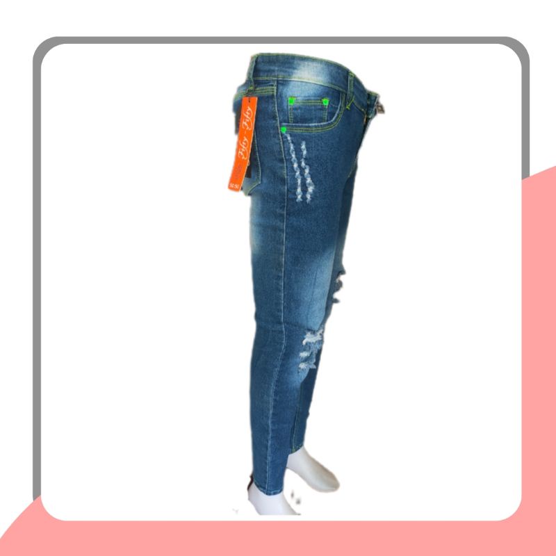 CELANA JEANS WANITA MOTIF SOBEK celana jeans jins perempuan cewek cewe fashion terbaru premium terkini tebal Stretch wanita panjang