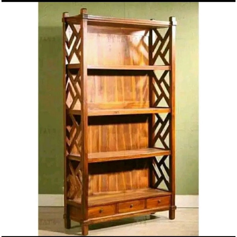 RAK BUKU SERBAGUNA KAYU JATI JEPARA