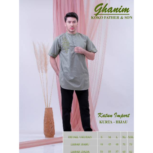 Kokoh kurta hijau Pakistan untuk ayah dan untuk couple keluarga