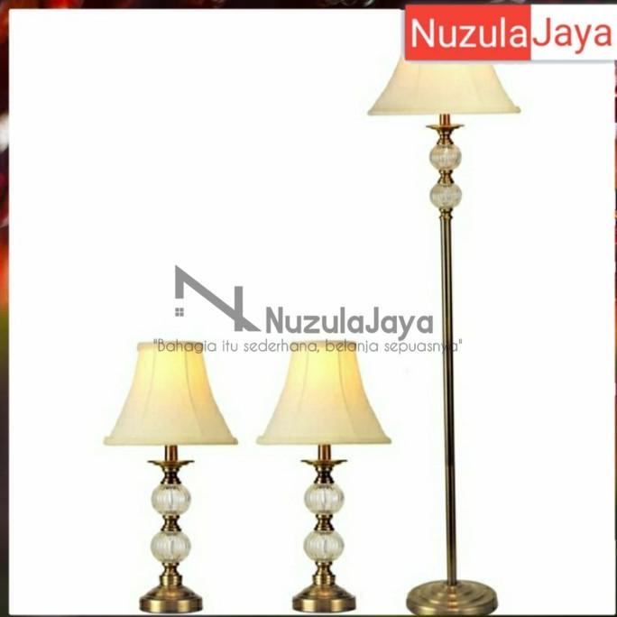;&;&;&;&] Promo eglare lampu set 3pcs lampu meja dan lampu lantai antiqbrass