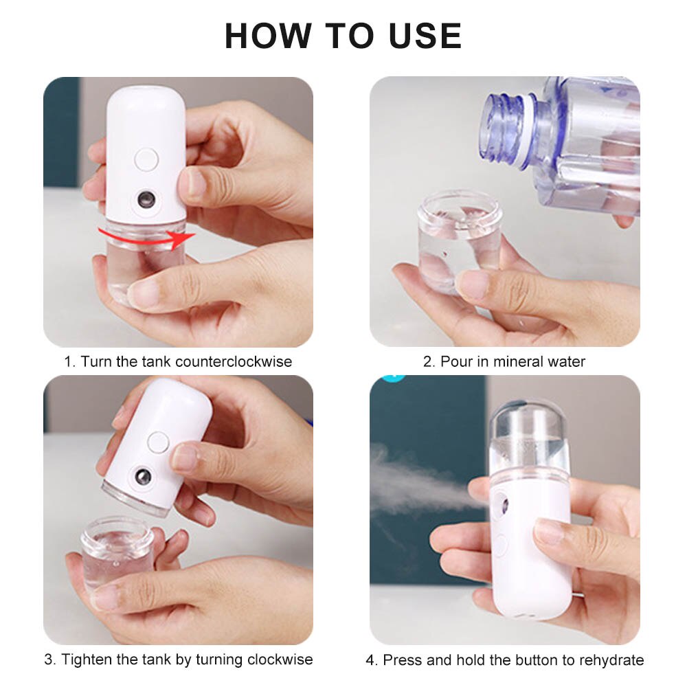 SaLorie Facial Steamer Mini Nano Mist Sprayer Face Steamer Humidifier Anti Wrinkle USB Nebulizer Hydrating Sprayer Beauty Skin Care D-00005