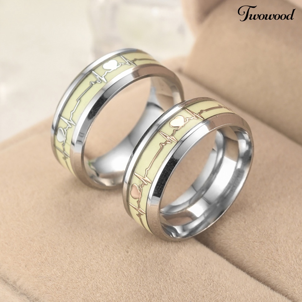 Cincin Bahan Stainless Steel Motif Detak Jantung Untuk Pernikahan