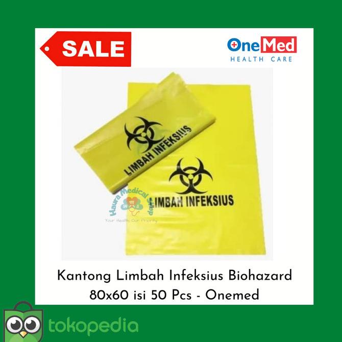 

_^_^_^] Kantong Plastik Limbah Infeksius 80x60 Biohazard Kuning isi 50 Onemed