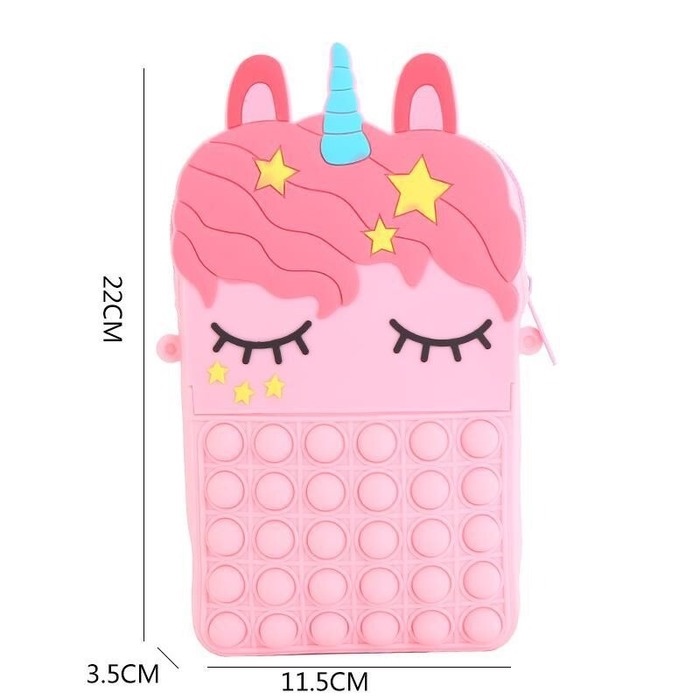 20cm Tas Messenger Anak Unicorn Tas Selempang Wanita Tas Bahu pop it