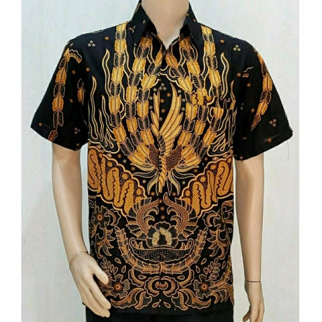 Kemeja Batik Pria Lengan Pendek Jumbo 4L 5L Baju Hem Pria Big Size XXXXL Seragam Batik Modern BRG-T