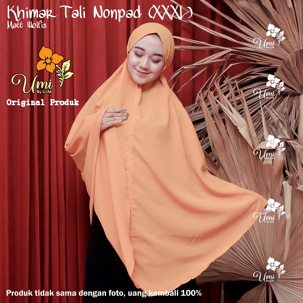 Hijab Khimar Syari Super Jumbo Tali Belakang Polos Wolfis Super Original Umi Hijab