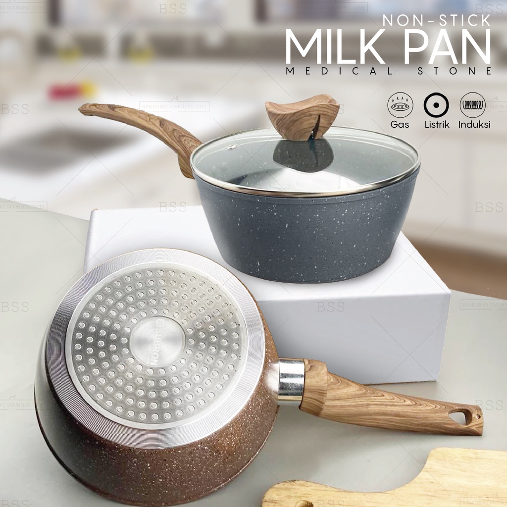 Milk Pot Panci Susu 18cm 20cm Teflon Anti Lengket Pan Kuah Masak Goreng Tanpa Minyak Hand Medical Stone