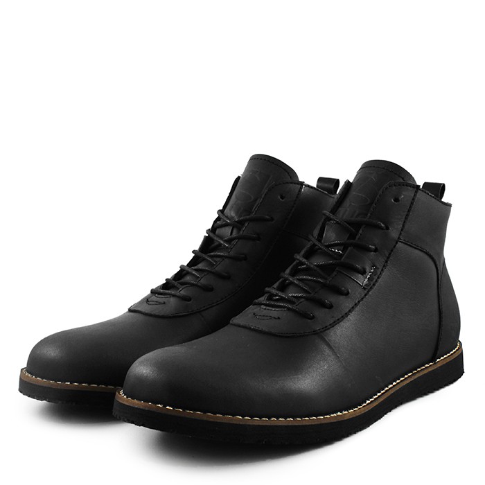 Boots Kulit Asli Sepatu Pria Sauqi Hitam Boots Work NVM High Quality