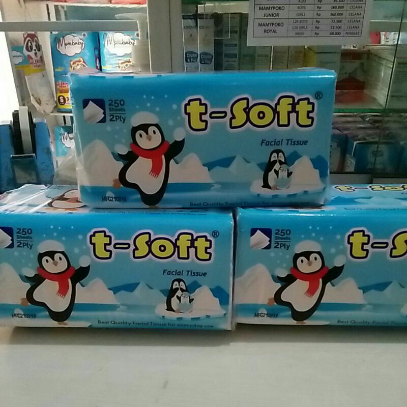 Tisu t-soft facial tissue 250 sheets