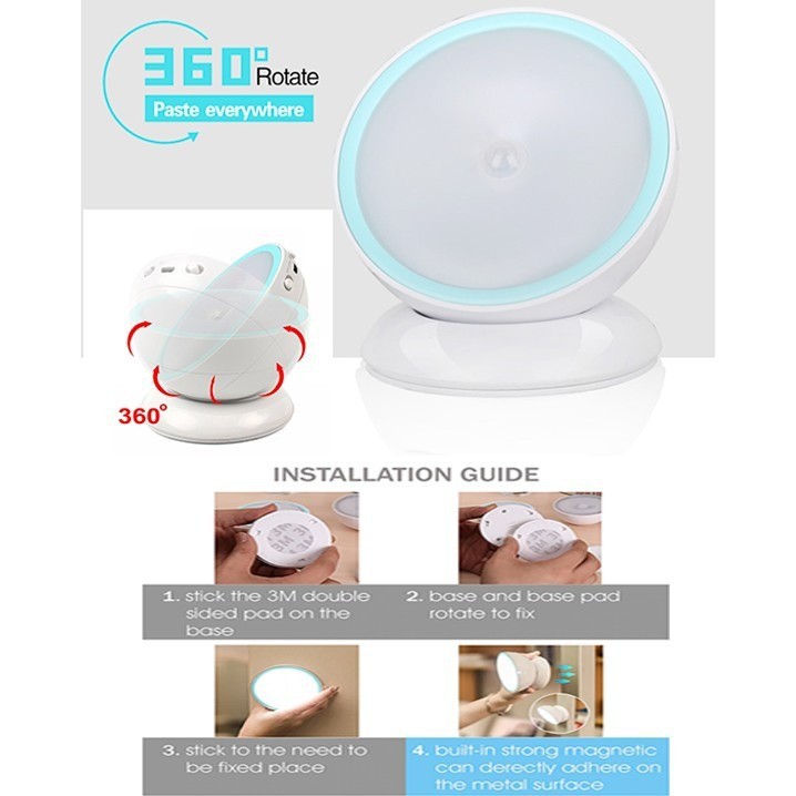 Triple W Lampu Tidur Sensor Gerak LED Dinding Tembok Lemari Meja Emergency Rechargeable Premium