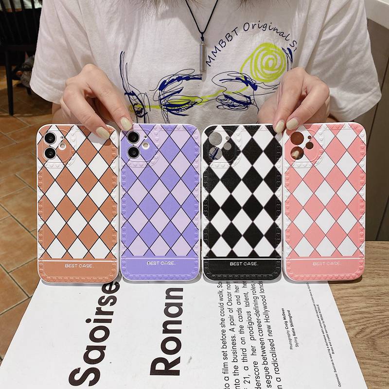 4Colors！Diamond Lattice Soft Case HP VIVO V5S V5 Lite Y19 S1 Pro V9 Y83 Y81 Love Frame Casing iP iPhone 12 13 Pro Max